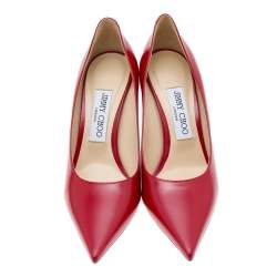 Pre Owned Jimmy Choo Red Leather Love Pointed Toe Pumps Size 36.5