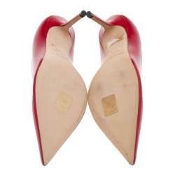 Pre Owned Jimmy Choo Red Leather Love Pointed Toe Pumps Size 36.5