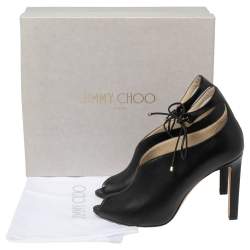 مملوكة مسبقًا Jimmy Choo Black Leather Ankle Wrap Booties Size 40