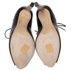 مملوكة مسبقًا Jimmy Choo Black Leather Ankle Wrap Booties Size 40