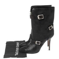 Pre Owned حذاء بوت للكاحل جيمي تشو جلد نوبوك أسود بإبزيم مقاس 41