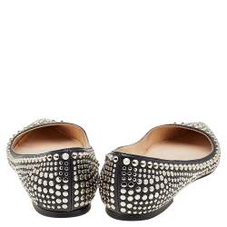 Pre Owned Jimmy Choo Black Leather Studded Pointed Toe Ballet Flats Size 37