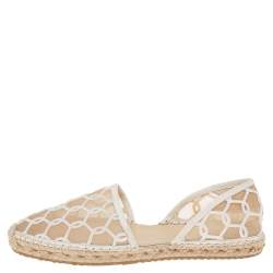 Pre Owned Jimmy Choo White Embroidered Mesh Dreya D'orsay Flat Espadrilles Size Size 40
