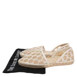 Pre Owned Jimmy Choo White Embroidered Mesh Dreya D'orsay Flat Espadrilles Size Size 40