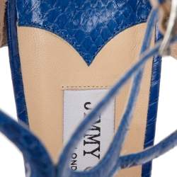 Pre Owned Jimmy Choo Royal Blue Snakeskin Leather Lang Sandals Size 39