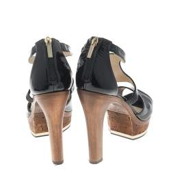 Pre Owned Jimmy Choo Black Patent Leather Platform Sandals Size 41