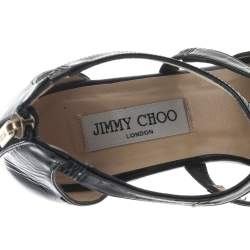 Pre Owned Jimmy Choo Black Patent Leather Platform Sandals Size 41