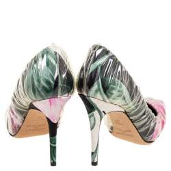 Jimmy Choo Multicolor PVC And Satin  Floral Jacquard Pumps Size 39