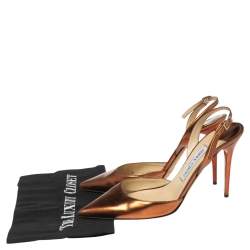 Pre Owned Jimmy Choo Metallic Copper Leather Tilly Slingback Sandals Size 38