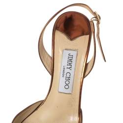Pre Owned Jimmy Choo Metallic Copper Leather Tilly Slingback Sandals Size 38
