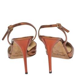 Pre Owned Jimmy Choo Metallic Copper Leather Tilly Slingback Sandals Size 38