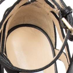 Pre Owned Jimmy Choo Black Leather Caged Ankle Sandals Size 39