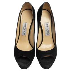 Pre Owned Jimmy Choo Black Suede Dahlia Platform Pumps Size 39