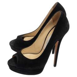 Pre Owned Jimmy Choo Black Suede Dahlia Platform Pumps Size 39