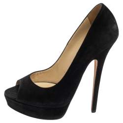 Pre Owned Jimmy Choo Black Suede Dahlia Platform Pumps Size 39