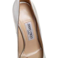 Pre Owned Jimmy Choo Silver Leather Dahlia Platform Pumps Size 39