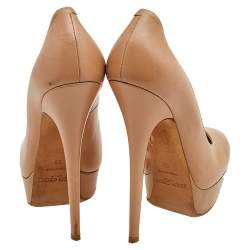 Jimmy Choo Beige Leather Cosmic Platform Pumps Size 39