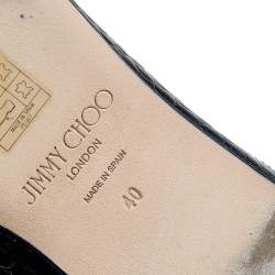 Pre Owned Jimmy Choo Black Croc Embossed Leather Jynx Flat Mules Size 40