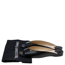 Pre Owned Jimmy Choo Black Croc Embossed Leather Jynx Flat Mules Size 40