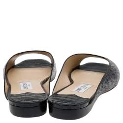 Pre Owned Jimmy Choo Black Croc Embossed Leather Jynx Flat Mules Size 40