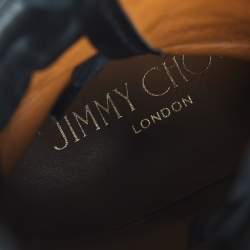 Pre Owned حذاء بوت جيمي تشو كومبات جلد وسويدي أسود مقاس 36 