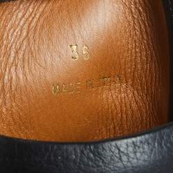 Pre Owned حذاء بوت جيمي تشو كومبات جلد وسويدي أسود مقاس 36 