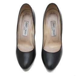 Jimmy Choo Black Leather Alex Platform Pumps Size 37