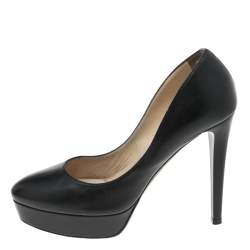 Jimmy Choo Black Leather Alex Platform Pumps Size 37