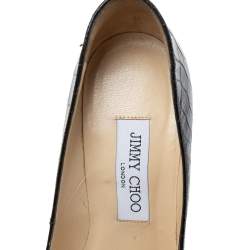 Pre Owned Jimmy Choo Black Croc Embossed Leather Round Toe  Pumps Size 36