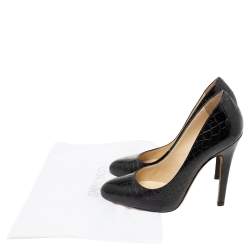 Pre Owned Jimmy Choo Black Croc Embossed Leather Round Toe  Pumps Size 36