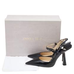 Pre Owned Jimmy Choo Black Leather Ray Pointed Toe Slingback Sandals Size 38