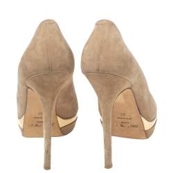 Jimmy Choo Beige Suede Peep-Toe Torte Platform Pumps Size 38