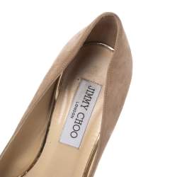 Jimmy Choo Beige Suede Peep-Toe Torte Platform Pumps Size 38