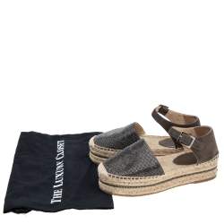 Pre Owned Jimmy Choo Olive Green Suede Delphine Ankle Strap Espadrille Platform Sandals Size 36.5