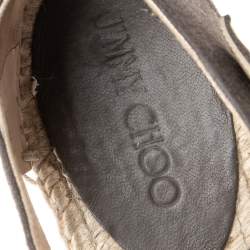 Pre Owned Jimmy Choo Olive Green Suede Delphine Ankle Strap Espadrille Platform Sandals Size 36.5