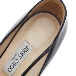 Pre Owned Jimmy Choo Black Patent Leather Bello Peep Toe Wedge Pumps Size 39