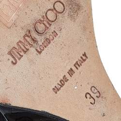 Pre Owned Jimmy Choo Black Patent Leather Bello Peep Toe Wedge Pumps Size 39