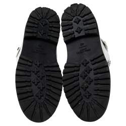 Pre Owned Jimmy Choo White Patent and Leather Lace-Up Ankle Heated Boots Size 40