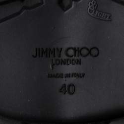 Pre Owned Jimmy Choo White Patent and Leather Lace-Up Ankle Heated Boots Size 40