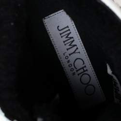 Pre Owned Jimmy Choo White Patent and Leather Lace-Up Ankle Heated Boots Size 40