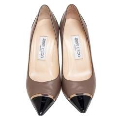 Pre Owned Jimmy Choo Tricolor Patent And Leather Pointed Toe Pumps Size 37