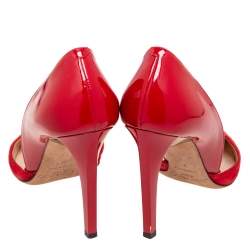 Pre Owned حذاء كعب عالي جيمي تشو داريلين سويدي وجلد لامع أحمر مقاس 38 
