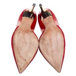 Pre Owned حذاء كعب عالي جيمي تشو داريلين سويدي وجلد لامع أحمر مقاس 38 