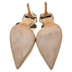 Pre Owned حذاء كعب عالي جيمي تشو ملتف حول الكاحل جلد ذهبي مقاس 38.5 