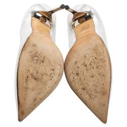 Pre Owned حذاء كعب عالي جيمي تشو رومي جلد فضي مقاس 37.5