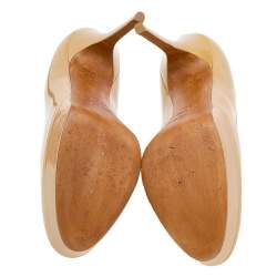 Pre Owned Jimmy Choo Beige Patent Leather Cosmic Platform Pumps Size 40