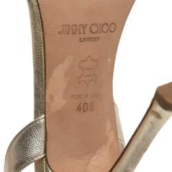 Pre Owned Jimmy Choo Gold Leather Indie Slingback Sandals Size 40.5