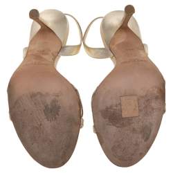 Pre Owned Jimmy Choo Gold Leather Indie Slingback Sandals Size 40.5