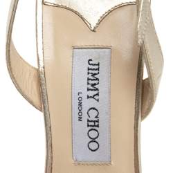 Pre Owned Jimmy Choo Gold Leather Indie Slingback Sandals Size 40.5