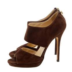 Jimmy Choo Brown Suede Lagoon Open Toe Sandals Size 37.5